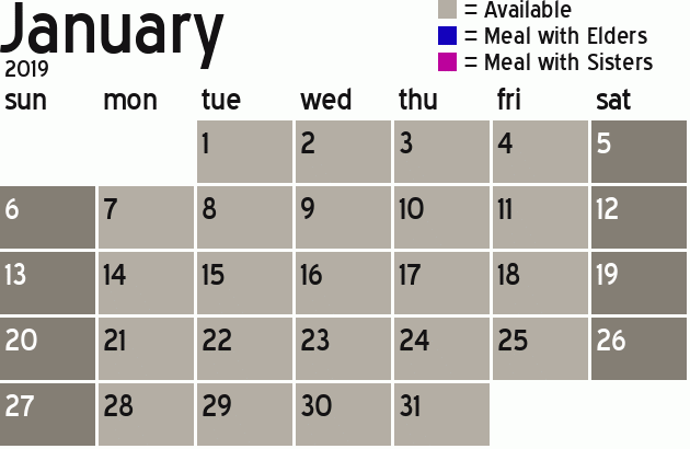 Missionary Dinner Calendar