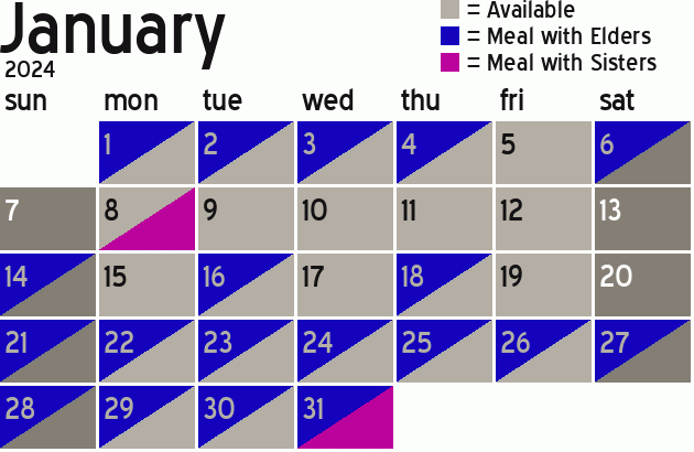 Missionary Dinner Calendar
