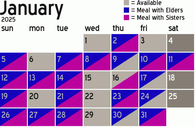Missionary Dinner Calendar