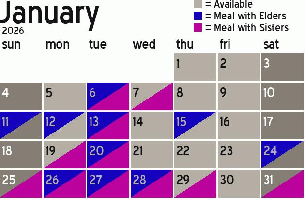 Missionary Dinner Calendar