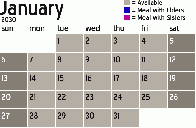 Missionary Dinner Calendar