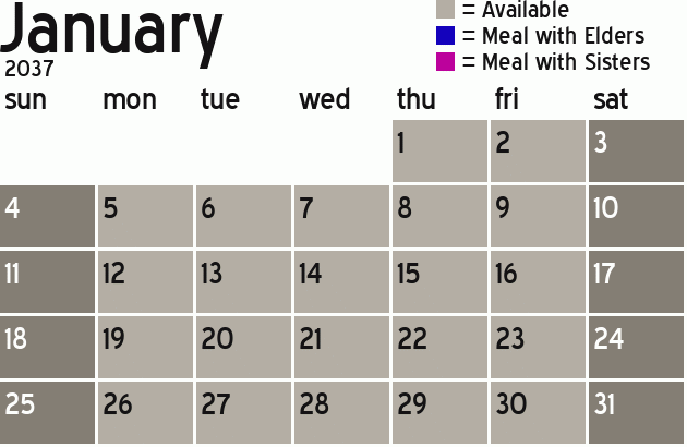 Missionary Dinner Calendar