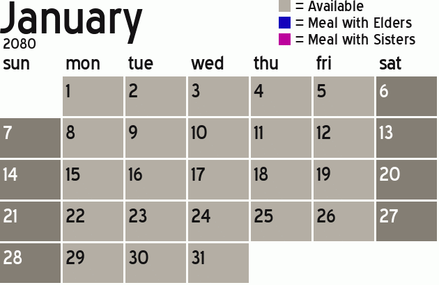 Missionary Dinner Calendar