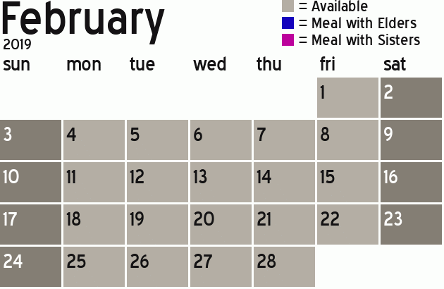 Missionary Dinner Calendar