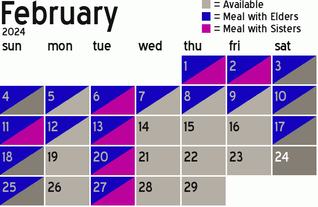 Missionary Dinner Calendar