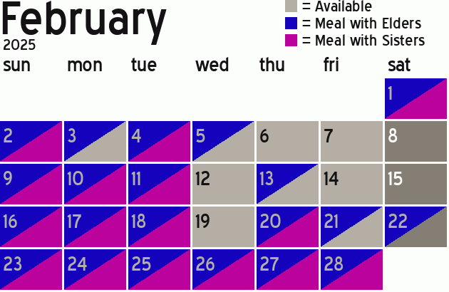 Missionary Dinner Calendar