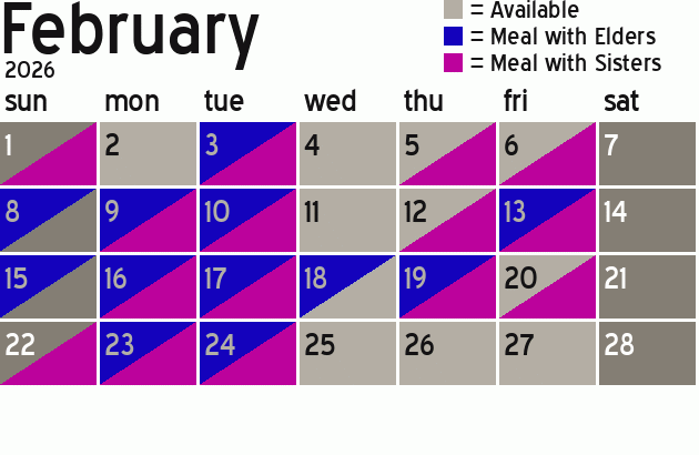 Missionary Dinner Calendar