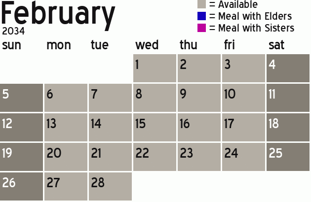 Missionary Dinner Calendar