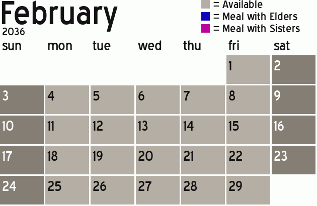 Missionary Dinner Calendar