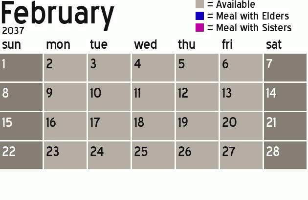 Missionary Dinner Calendar