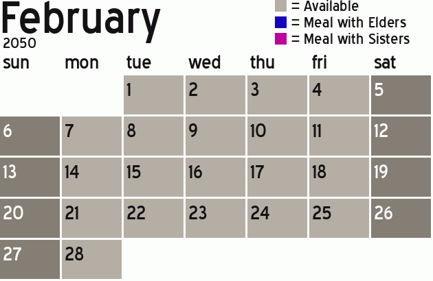 Missionary Dinner Calendar