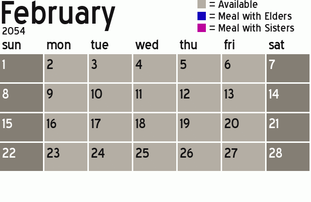 Missionary Dinner Calendar