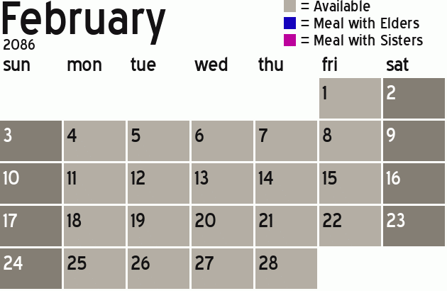 Missionary Dinner Calendar