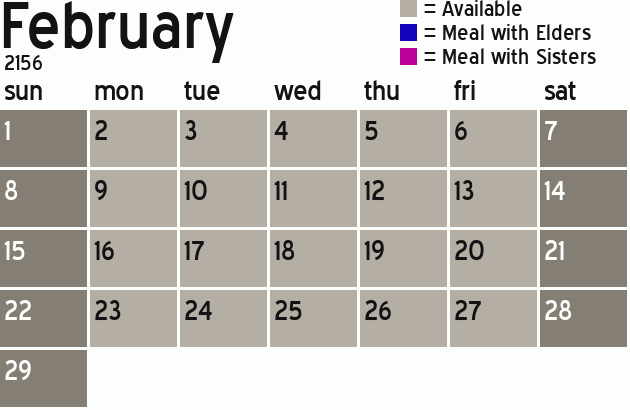 Missionary Dinner Calendar