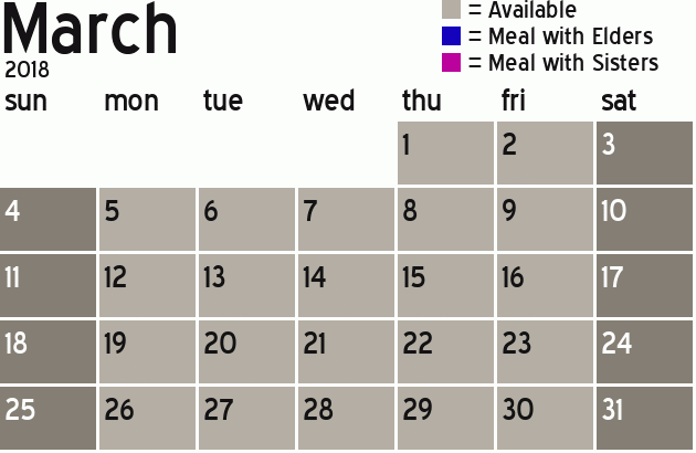 Missionary Dinner Calendar