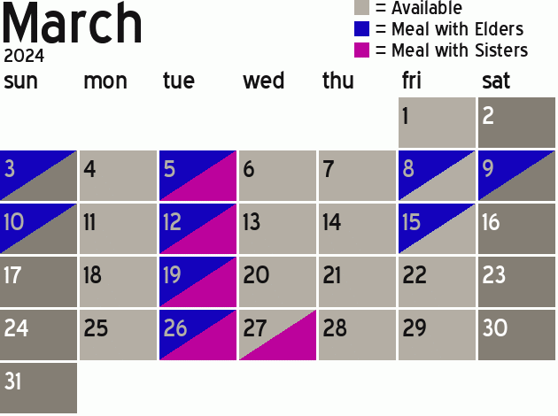 Missionary Dinner Calendar