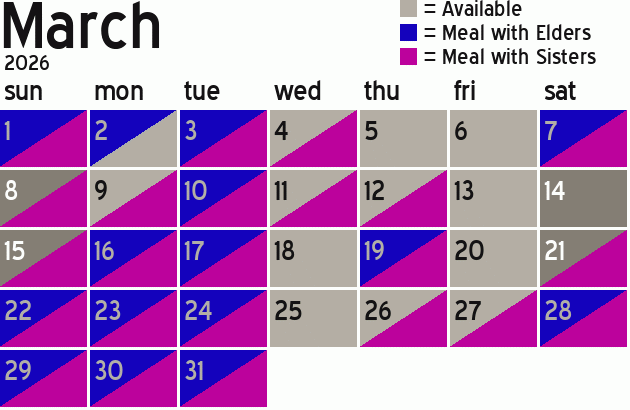 Missionary Dinner Calendar