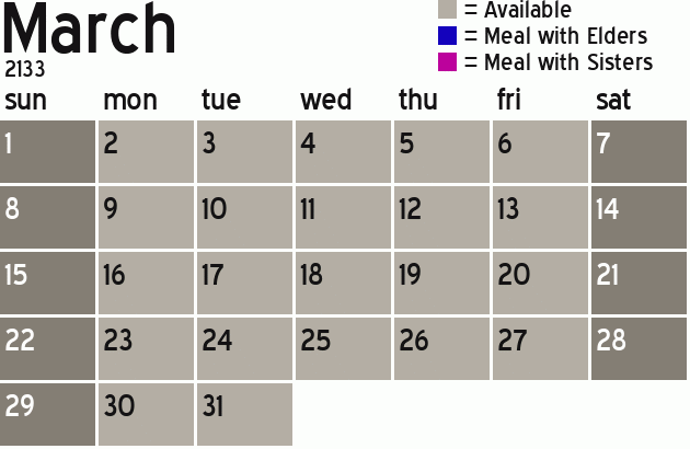 Missionary Dinner Calendar