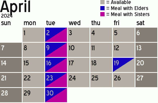 Missionary Dinner Calendar