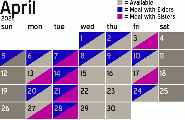 Missionary Dinner Calendar