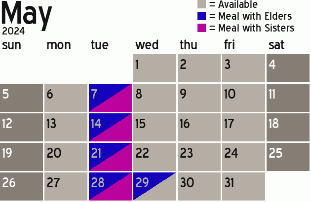 Missionary Dinner Calendar