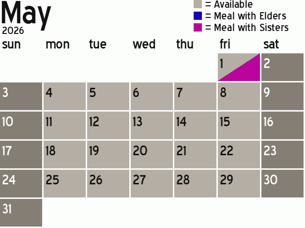 Missionary Dinner Calendar