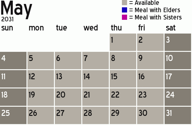 Missionary Dinner Calendar