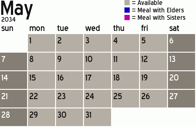 Missionary Dinner Calendar