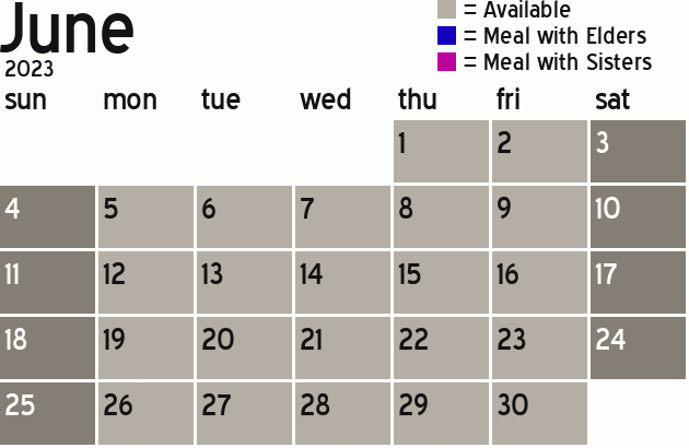 Missionary Dinner Calendar