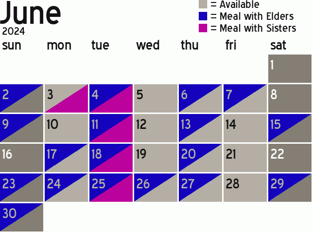 Missionary Dinner Calendar