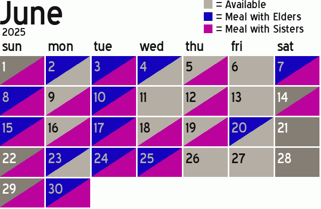 Missionary Dinner Calendar