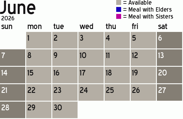Missionary Dinner Calendar