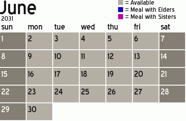 Missionary Dinner Calendar
