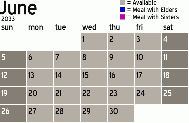 Missionary Dinner Calendar