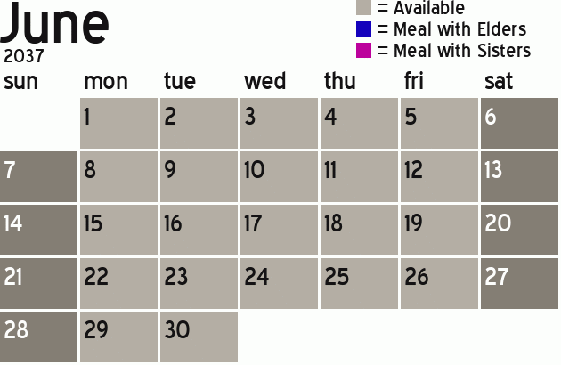 Missionary Dinner Calendar