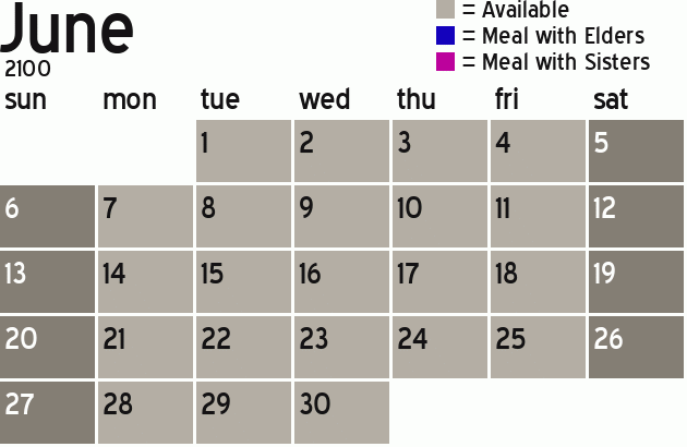 Missionary Dinner Calendar
