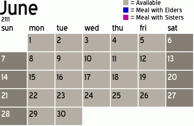 Missionary Dinner Calendar