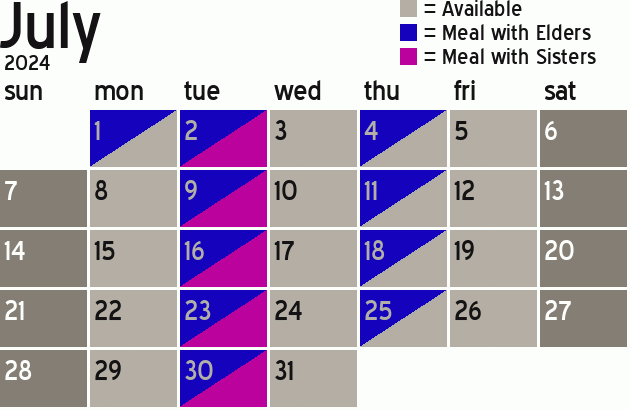 Missionary Dinner Calendar