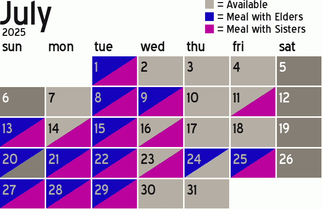 Missionary Dinner Calendar