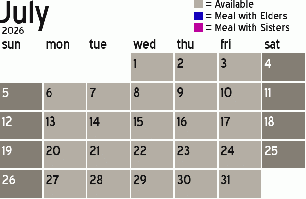 Missionary Dinner Calendar