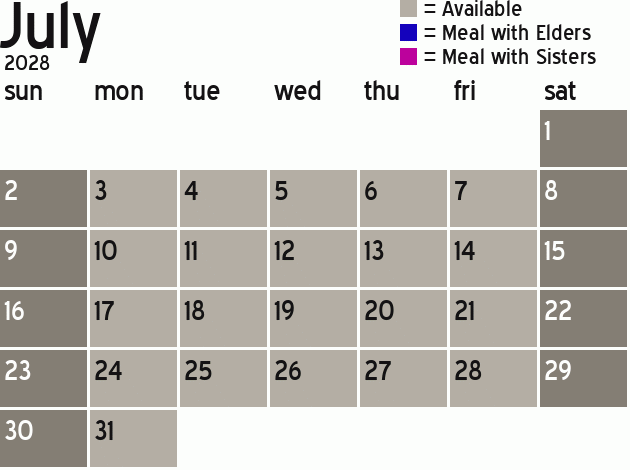 Missionary Dinner Calendar