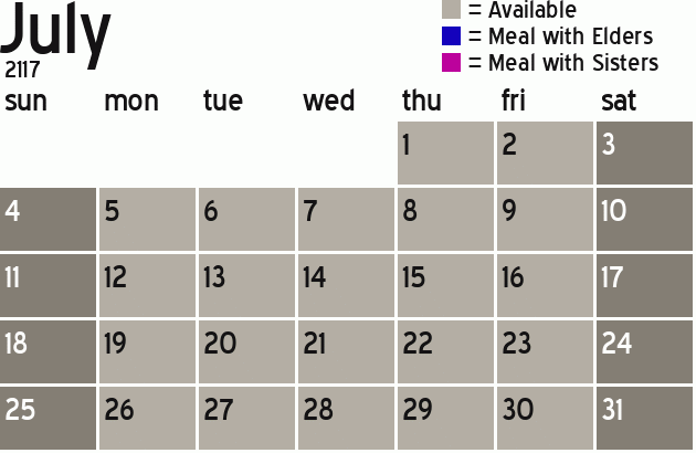 Missionary Dinner Calendar