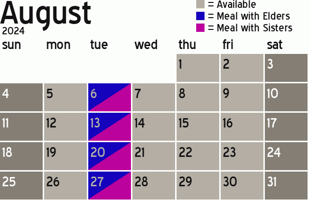 Missionary Dinner Calendar