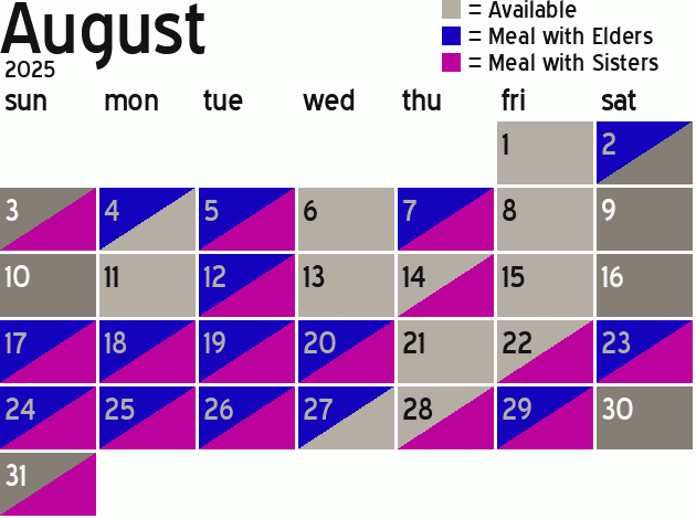 Missionary Dinner Calendar