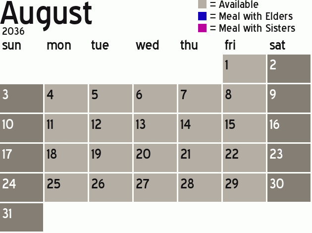 Missionary Dinner Calendar