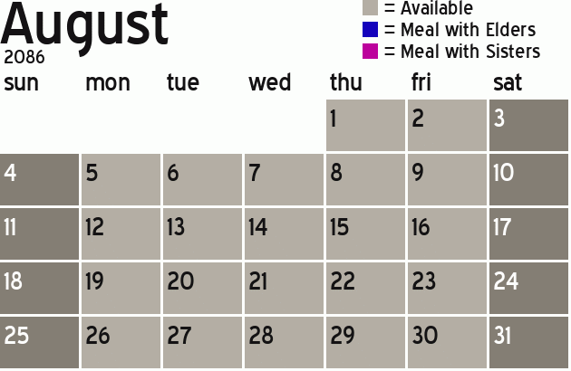 Missionary Dinner Calendar