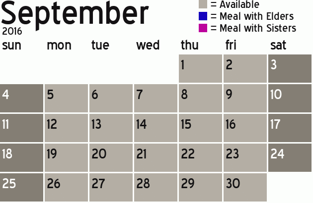 Missionary Dinner Calendar