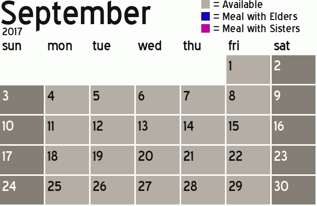 Missionary Dinner Calendar
