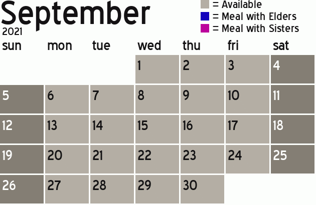 Missionary Dinner Calendar
