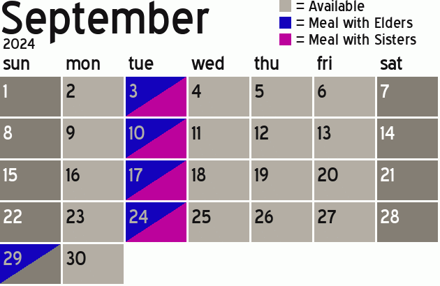 Missionary Dinner Calendar